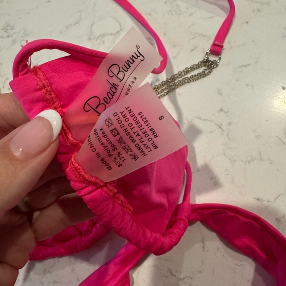 RARE Beach Bunny “Zara” Bikini | Top S Bottoms S | Hot Pink w/ Gold - Picture 4 of 5